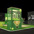 Green Tennis Themed Photo Check in Spot With Branded Vending Machine And Decorations