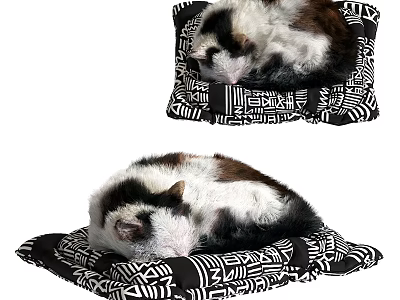 Reptile Resting On Black And White Geometric Patterned Pet Mat 3d model
