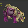 Ornate Black And White Rhino Game Movie Character With Artistic Patterns And Gold Coins