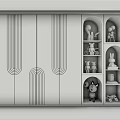 Modern White Wardrobe With Geometric Line Design Open Shelves For Toys And Decorations