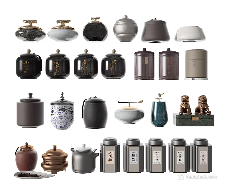 Various Styles of Ceramic Jars Pots and Containers With Classic Designs and Diverse Colors 3d model 