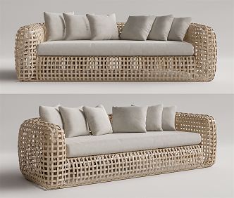 Modern outdoor sofa rattan outdoor sofa 3d model