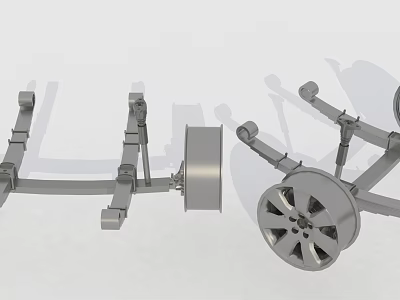 Industrial Mechanical Vehicle Components Featuring Metal Brackets Wheel Assemblies And Supports 3d model