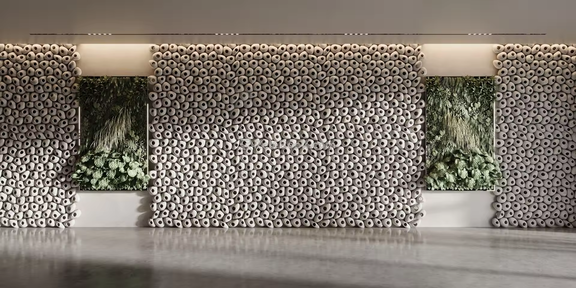 Modern background wall public area green background wall 3d model