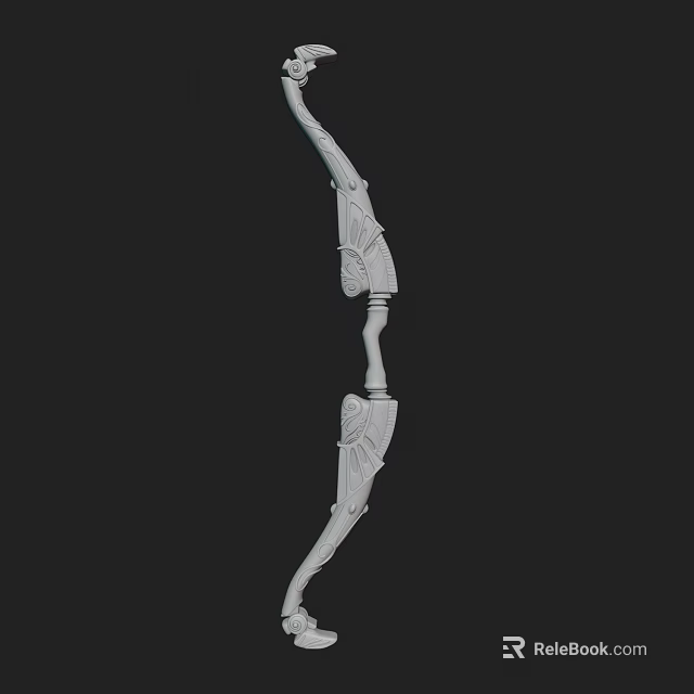 White Decorative Bow With Intricate Carving Design On Black Background 3d model