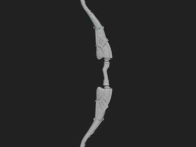 White Decorative Bow With Intricate Carving Design On Black Background 3d model