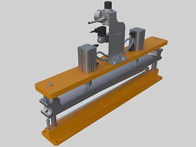 Industrial Equipment With Orange Base Silver Cylinders Metal Frame And Mechanical Components 3d model