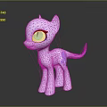 Purple Cartoon Pony Toy With Big Blue Eyes Purple Spots On Shiny Black Background