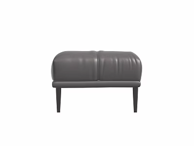 Gray Leather Sofa Bench With Tufted Design And Black Wooden Legs For Living Room 3d model