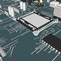 Close Up Circuit Board Featuring Electronic Components Capacitors And Resistors 3d model