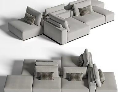 Modern Sectional Sofa With Modular Design And Plush Cushions For Living Room 3d model