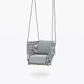 Hanging Chair With Modern Woven Wicker Frame And Soft Gray Cushion For Interior Seating