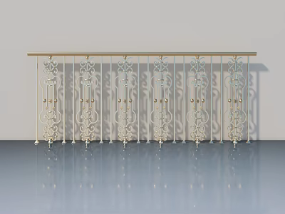 Decorative Metal Swing Door With Intricate Patterns On White Background And Blue Floor 3d model