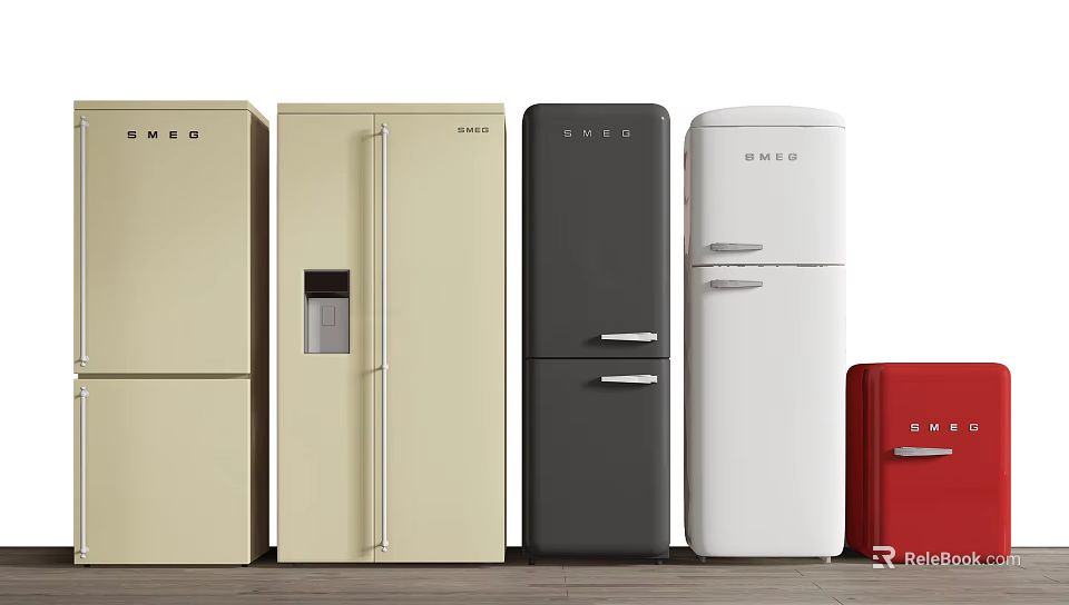 OMEO Refrigerators And Freezers In Various Colors With Different Designs 3d model 