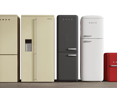 OMEO Refrigerators And Freezers In Various Colors With Different Designs 3d model