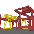 Industrial Gantry Crane Equipment With Red Yellow Steel Frame Structure And Heavy Duty Wheels