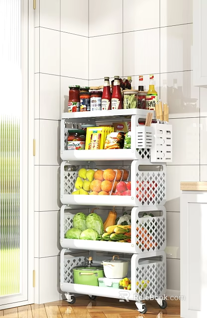 Multi Layer Kitchen Storage Rack Organizing Spices Vegetables And Fruits 3d model