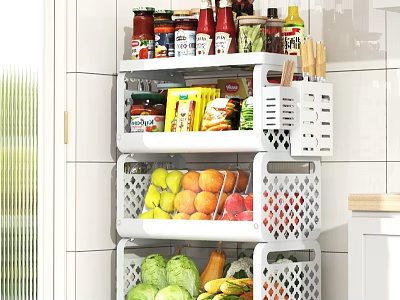 Multi Layer Kitchen Storage Rack Organizing Spices Vegetables And Fruits 3d model