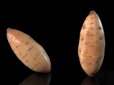 Fresh Organic Yams With Smooth Skin And Natural Texture On Black Background 3d model