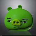 Green Cartoon Pig Character With Round Shape Ears And Smiling Expression 3d model