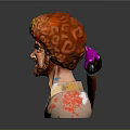 Vibrant Game Movie Character With Colorful Curly Hair Beard Paint Splattered Clothes And Purple Paintbrush