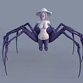 Female Half Human Spider Character With White Hat Purple Hair Spider Body Purple Legs