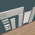 White Wall Mounted Radiators With Various Designs In Modern Home Interior 3d model