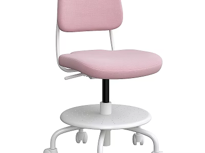 Pink Upholstered Swivel Dining Chair With Round Base And Wheels 3d model