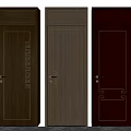 Modern Wooden Hinged Doors With Decorative Patterns In Different Brown Tones 3d model