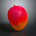 Fresh Ripe Mango With Red Orange Gradient Color Shiny Surface On Gray Background