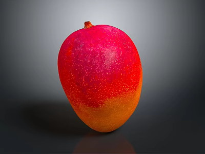 Fresh Ripe Mango With Red Orange Gradient Color Shiny Surface On Gray Background 3d model