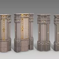 Pillar European Column Palace Stone Column 3d model