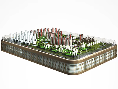 Commercial Equipment For Modern Business Park With Office Buildings And Green Spaces 3d model