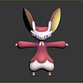 Cute Pink And White Game Character With Large Ears And Purple Eyes