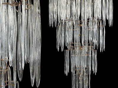 Elegant Crystal Chandelier With Hanging Crystal Pendants And Gold Metal Frame Design 3d model