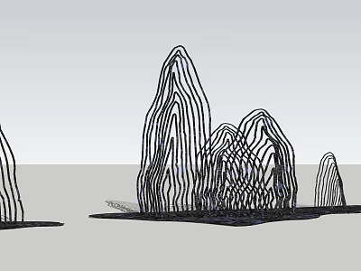 Garden Ornaments With Abstract Rock Like Line Structures For Outdoor Decor 3d model