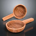 Two Wooden Kitchen Spoons With Handles And Natural Wood Grain Design