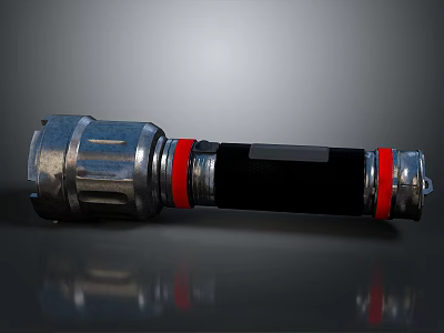 Electronic Electrical Connector With Metal Silver Housing Black Body And Red Rings 3d model