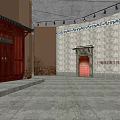 Memorial Hall Interior With Red Wall Hammer Sickle Symbol And Black White