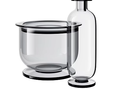 Transparent Ceramic Vessels with Bowl and Bottle Shapes for Home Decoration 3d model