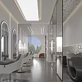Modern Beauty Salon Interior With Stylish Mirrors Comfortable Chairs And Elegant Lighting Design
