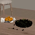 Fresh Oranges and Cherries in White and Glass Bowls on Wooden Table with Scattered Cherries