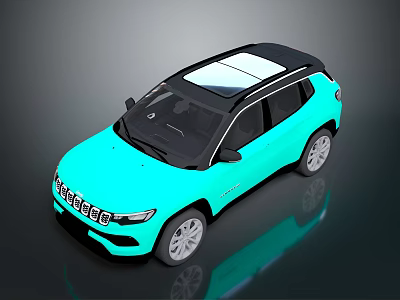 Turquoise SUV With Black Roof Sunroof And Sleek Modern Exterior Design 3d model