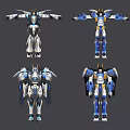 Electric Toys Transformable Robot Action Figures With Blue White Design And Multiple Poses 3d model