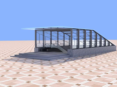 modern subway entrance city subway entrance 3d model