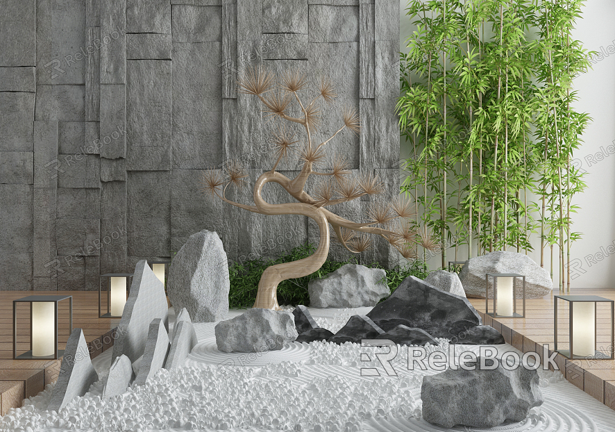 New Chinese Landscape Setches Courtyard Landscape Setches model