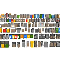 Public Facility Waste Bins In Various Colors And Different Styles For Waste Sorting 3d model