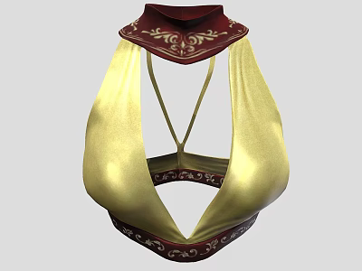 Burgundy And Gold Garment With Decorative Patterns Spaghetti Straps And Unique Design Details 3d model