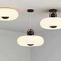 Modern Pendant Lighting Combination With White Shades And Black Metal Frames For Home