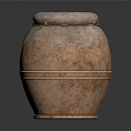 Rustic Brown Textured Clay Pot Featuring Fringed Lid and Smooth Surface 3d model